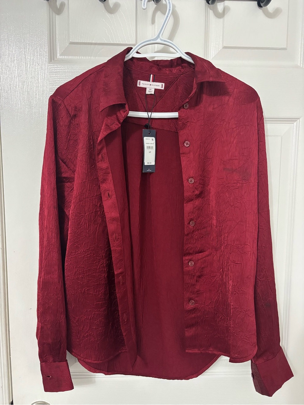 Tommy Hilfiger Burgundy Button-Up + Pants Silk Wear